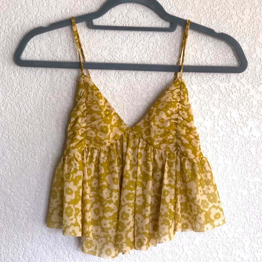Urban Outfitters green/yellow floral tank top